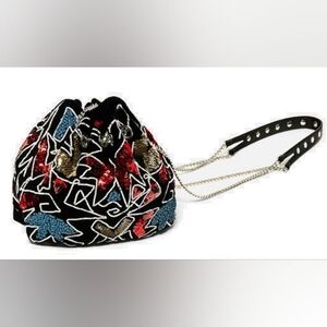 Zara Woman Beaded Bucket & Drawstring Purse Blogger Favorite Chain Strap